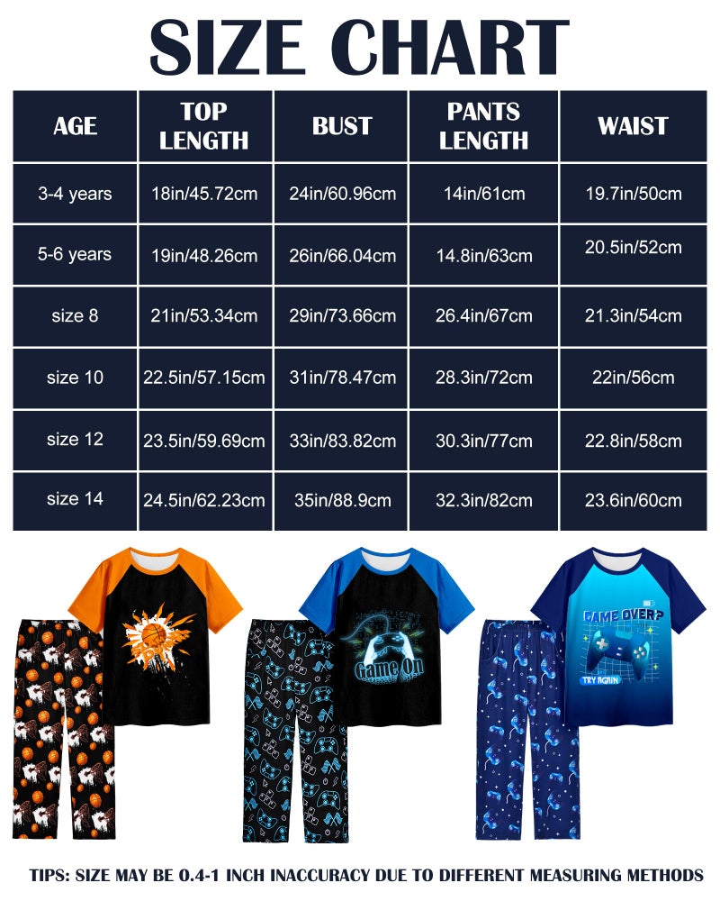 PASHOP Boys Pajamas Little Big Boys Pajamas Short Sleeves and Pants 2 Pieces Basketball Summer Pjs Set Kid Sleepwear Size 14 - Image 5